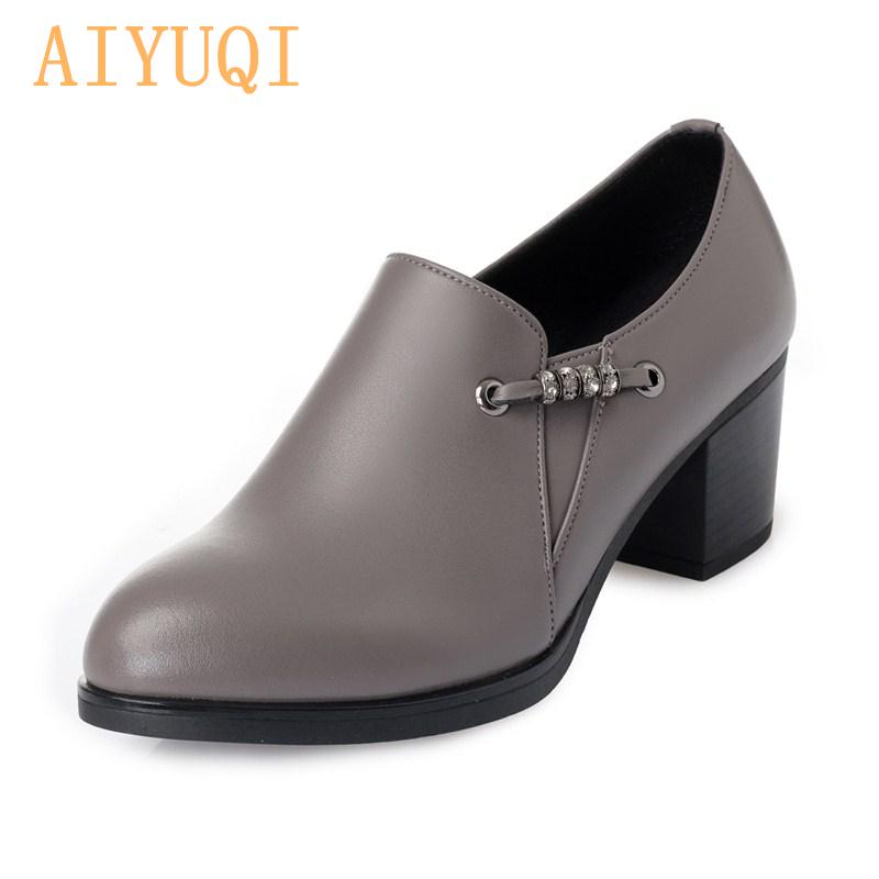 Genuine Leather Women Office Shoes High-heeled Sexy Women Dress Shoe Big Size Women Party Shoe