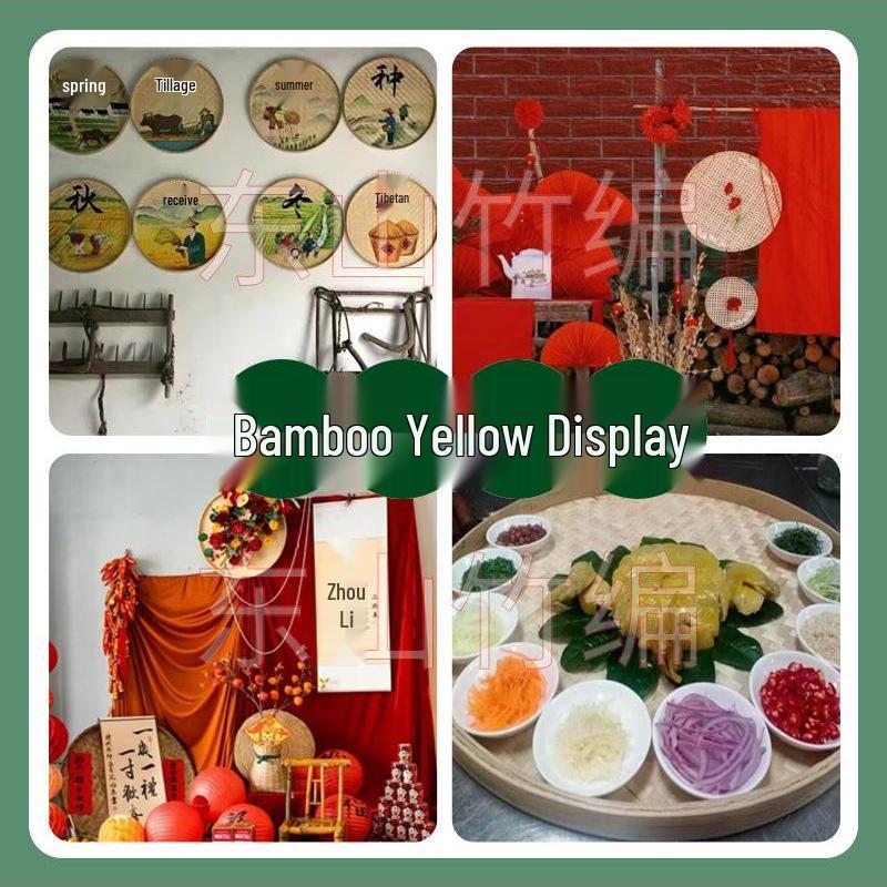 Бамбуковая плетеная веялка с отверстиями - Сито для риса и сушильный поднос