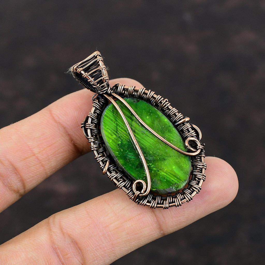 Подвеска из нескольких огненных лабрадоритов с драгоценными камнями, медная проволока, кулон ручной работы, замечательный медный ювелирный кулон для подарка, ювелирные изделия из проволоки