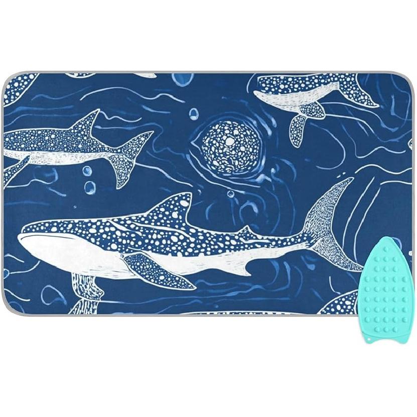 Коврик для глажки для стола Портативное дорожное одеяло для глажки Чехлы для гладильной доски Коврик для прессования Подушки для термопресса 27,6x47,2 дюйма Серые цветы