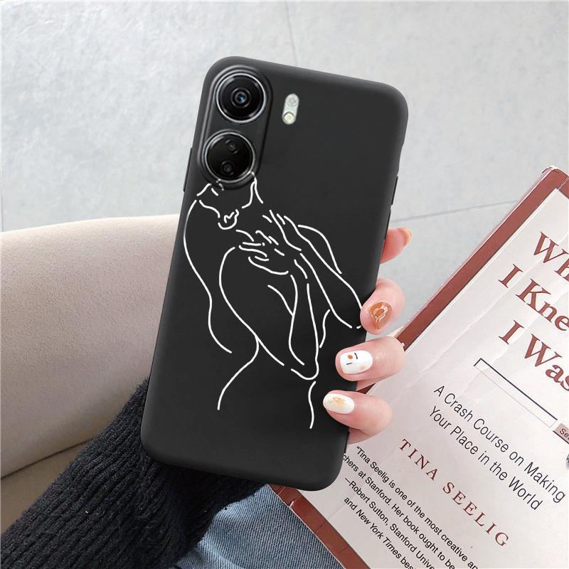 Чехол для телефона для Redmi 13C 4G 12C A3 A2 A1 Plus Note 13 Pro для Xiaomi 14 13 Poco C65 X6 X3 Pro NFC Fashion Artlines Противоударный бампер Черный мягкий чехол