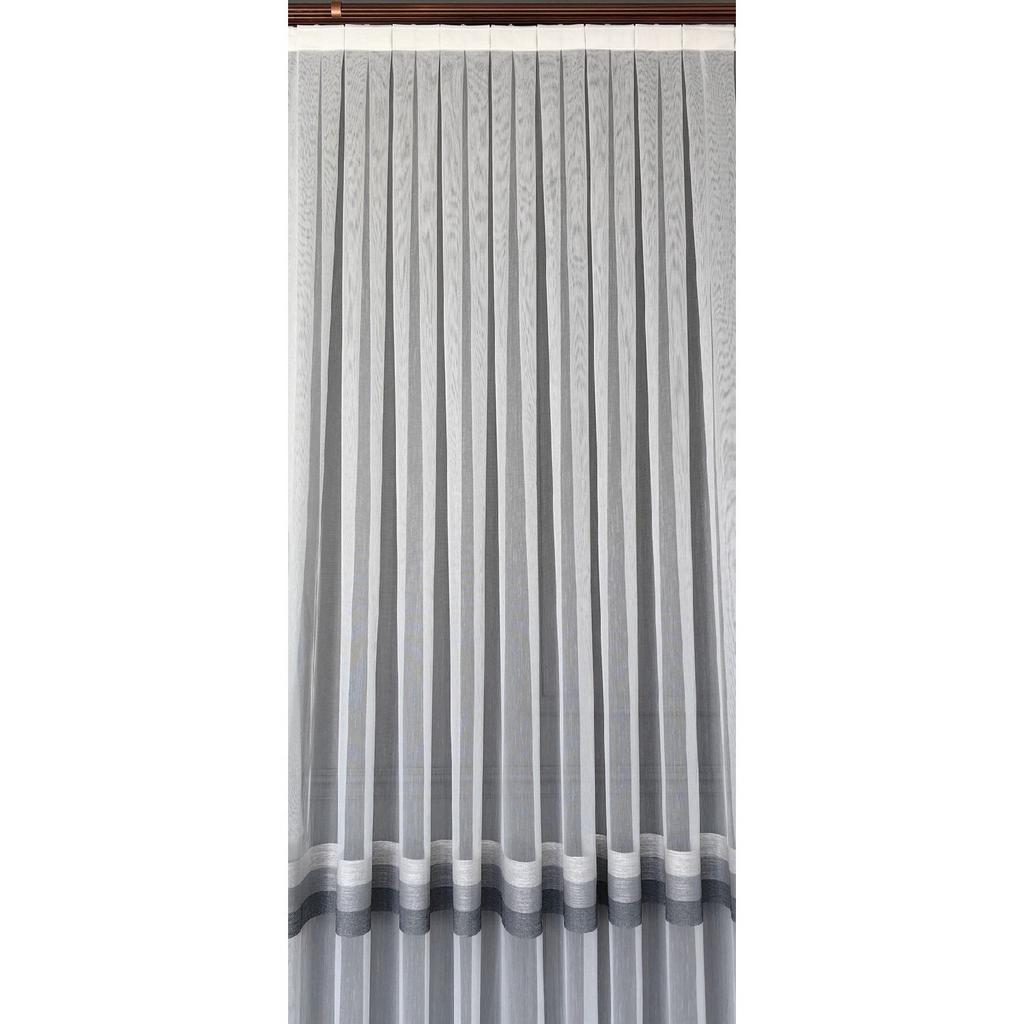 Серый антрацитовый горизонтальный полосатый 1/3 плотная складка тюль экрю занавеска Не мнется Не требует глажки