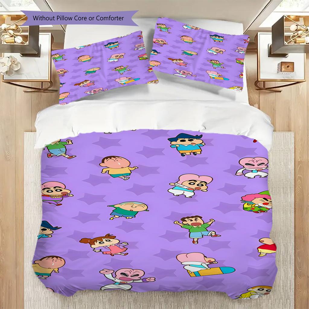 Colorful Cartoon Set Kids Threepiece Set 1 Duvet Cover 2 Pillowcase Without Core Bedding Set Soft And Comfortable