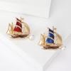 Creative Alloy Oil Drop Pearl Sailing Brooch Fashion Simple Personality Clothing Accessory Pin