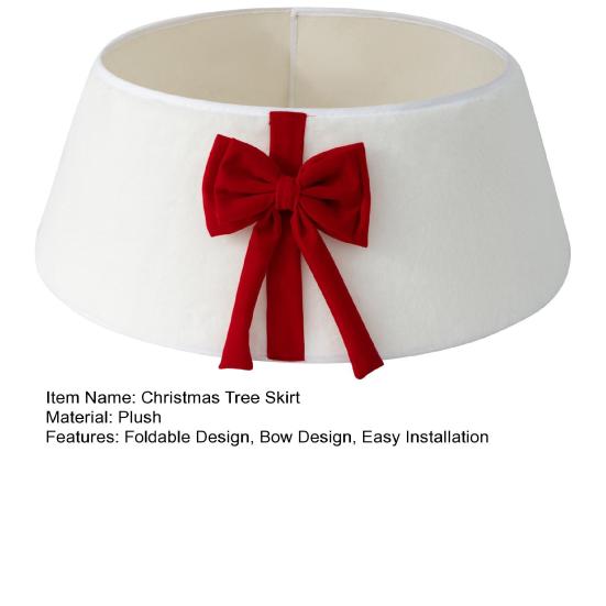 Юбка для рождественской елки Мягкая искусственная замша Дизайн с бантом Складная Многоразовая Накидка на основание Праздничное рождественское украшение