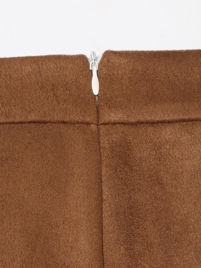 Элегантная женская замшевая юбка со шнуровкой - Однотонная, Коллекция Весна/Осень