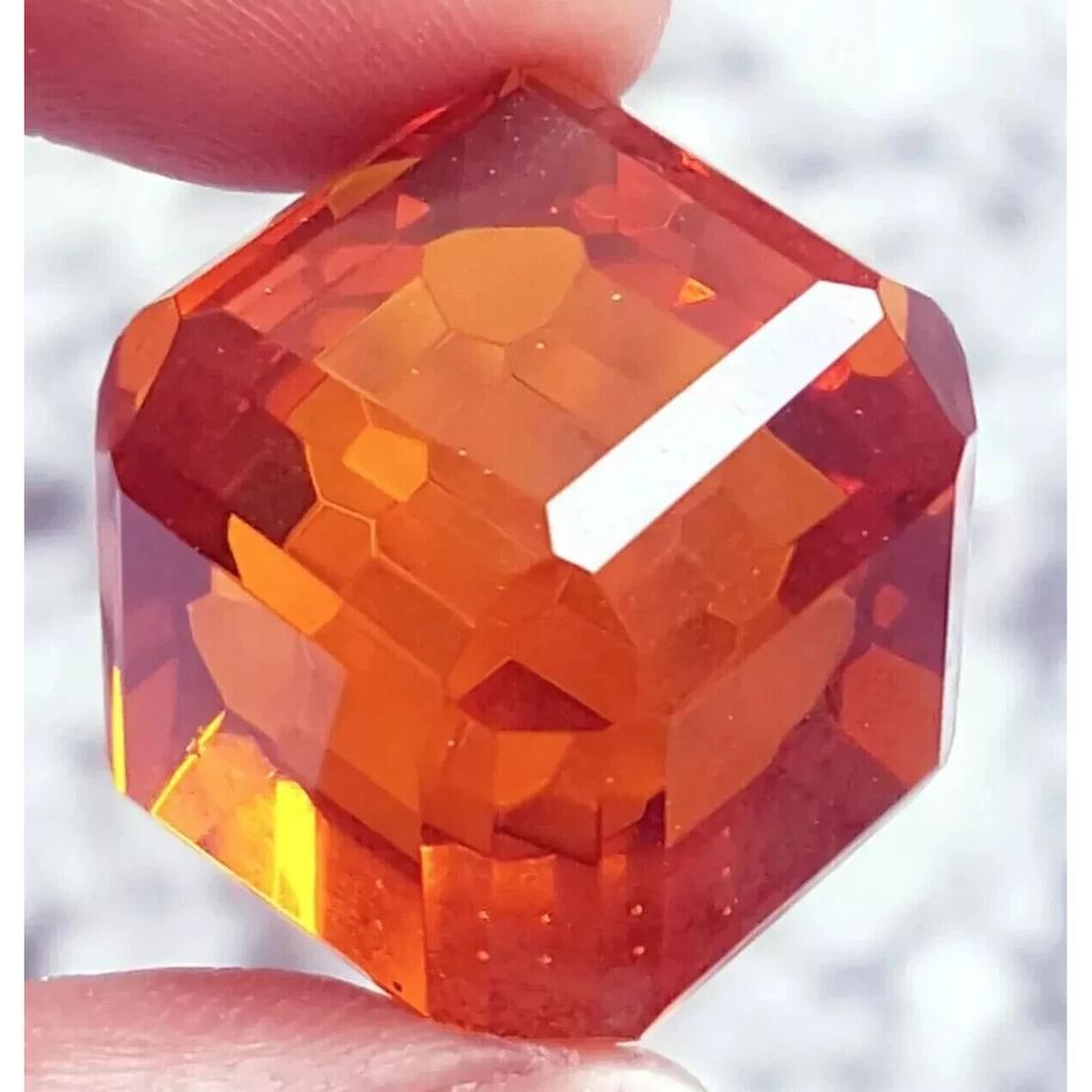 Beautiful Natural Orange Topaz Brazilian 95+ Ct Cube Cut Certified Gemstone