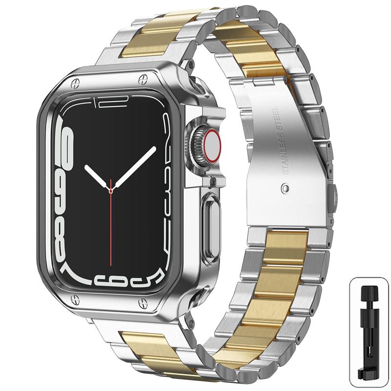 Металлический ремешок + ТПУ чехол для Apple Watch Ultra Ремешок 49мм 41мм 45мм 40мм 44мм Чехол Браслет из нержавеющей стали Серия 8 7 6 SE 5 4 42мм