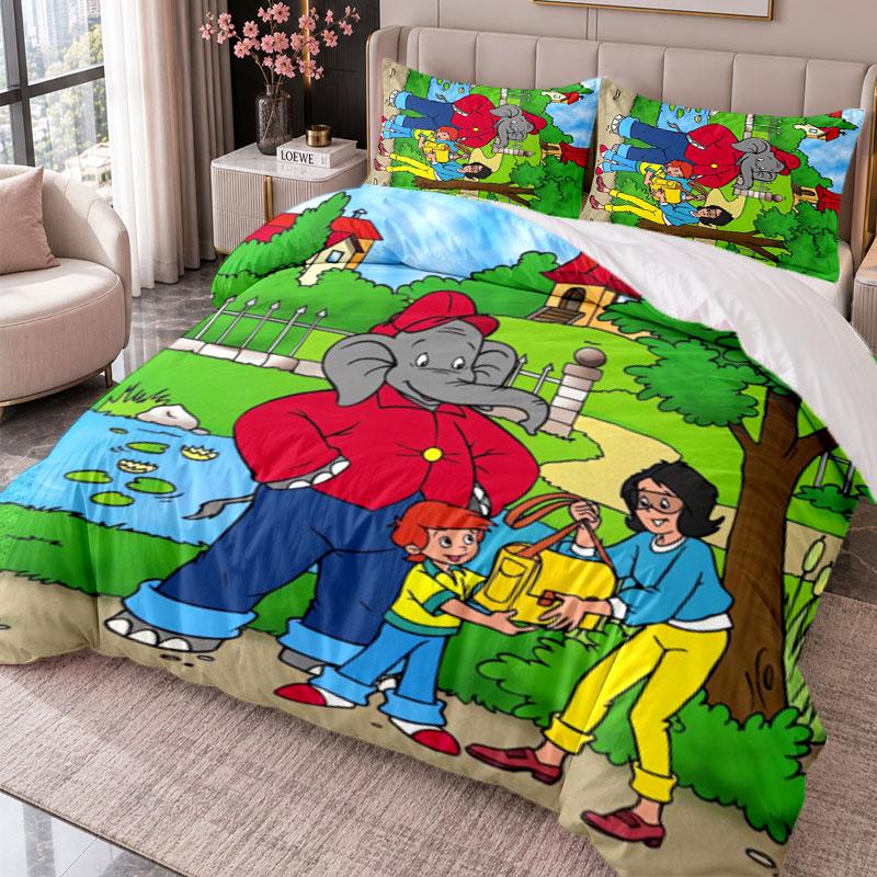 Benjamin Blümchen 3Pcs Bedding Set Duvet Cover With Two Pillowcases For Bedroom Home Decoration