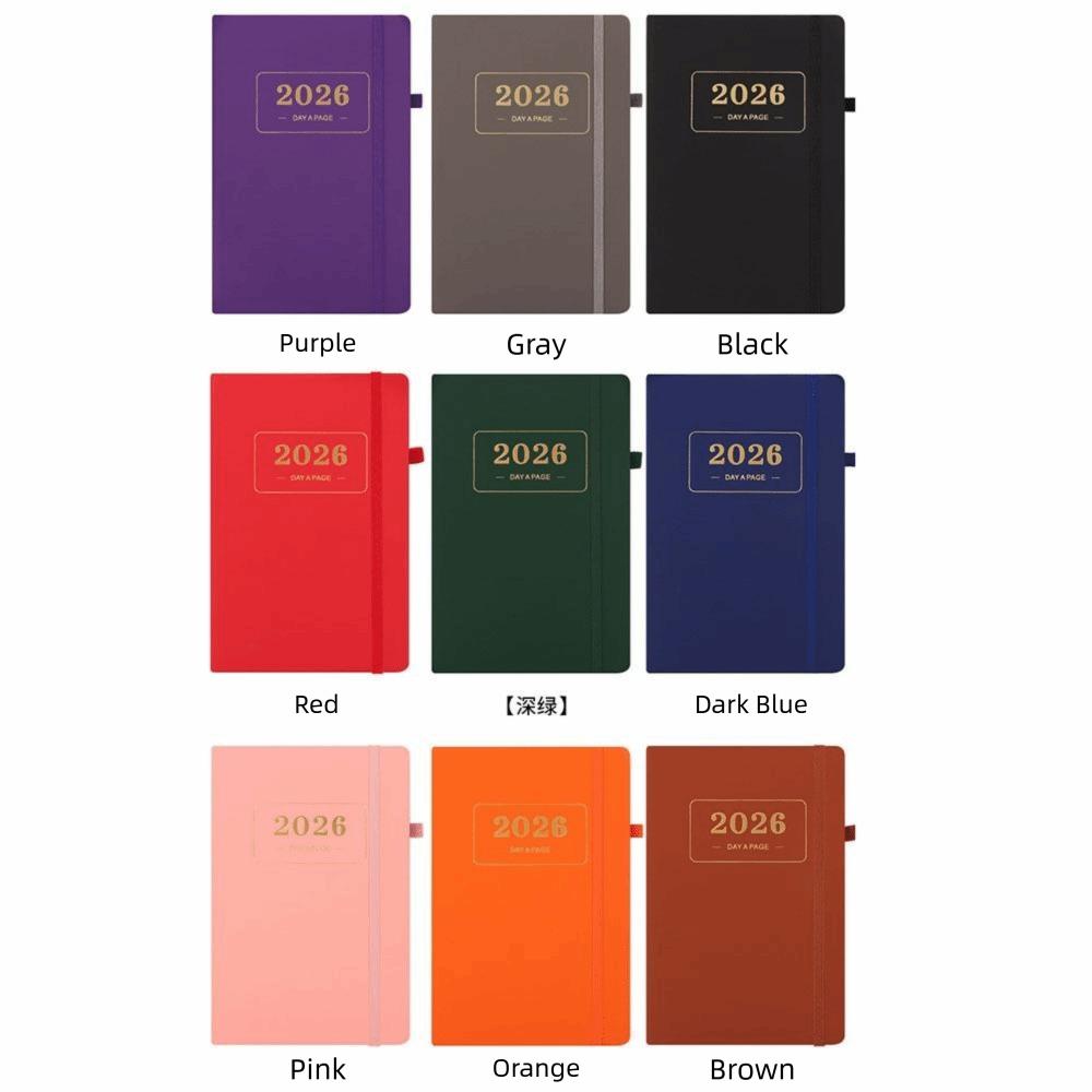 PU Leather 2026 Daily Planner 2026.1.1-2026.12.31 Calendar Book Portable Agenda Notepad  Office