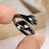 Vintage Hugging Hands Love Ring Adjustable Opening Ring for Men Women Wedding Party Couple Jewelry Valentine's Day Gifts