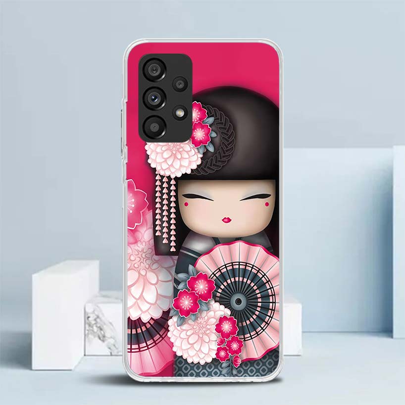 Чехол Kokeshi Doll Kimono Girl Мягкий для Samsung Galaxy A17 A37 A57 A16 A26 A36 A56 A15 A14 A55 Чехол для телефона A13 A53 A25 A35 A24 A3