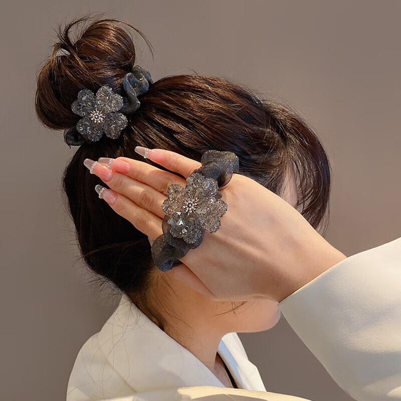 Hair Ties, Rhinestone Four-Leaf Clover Hair Bands for Women, Elegant Vintage Exquisite Hair Ties, High-End Ponytail Hair Bands, Hair Accessories