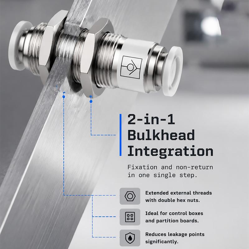 SPM Panel Mount Air Tube Check Valve 4mm 6mm 8mm 10mm 12mm Push In Quick Connect One Way Non Return Pneumatic Hose Fitting