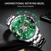Stainless Steel Watch Men's Quartz Watch Green Water Ghost Watch Men's Calendar Watch Men's Steel Strap Watch Student Watch
