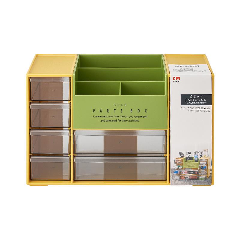 Японский мини-шкаф для хранения KM.6051: Настольный органайзер для мелочей и канцелярских товаров.