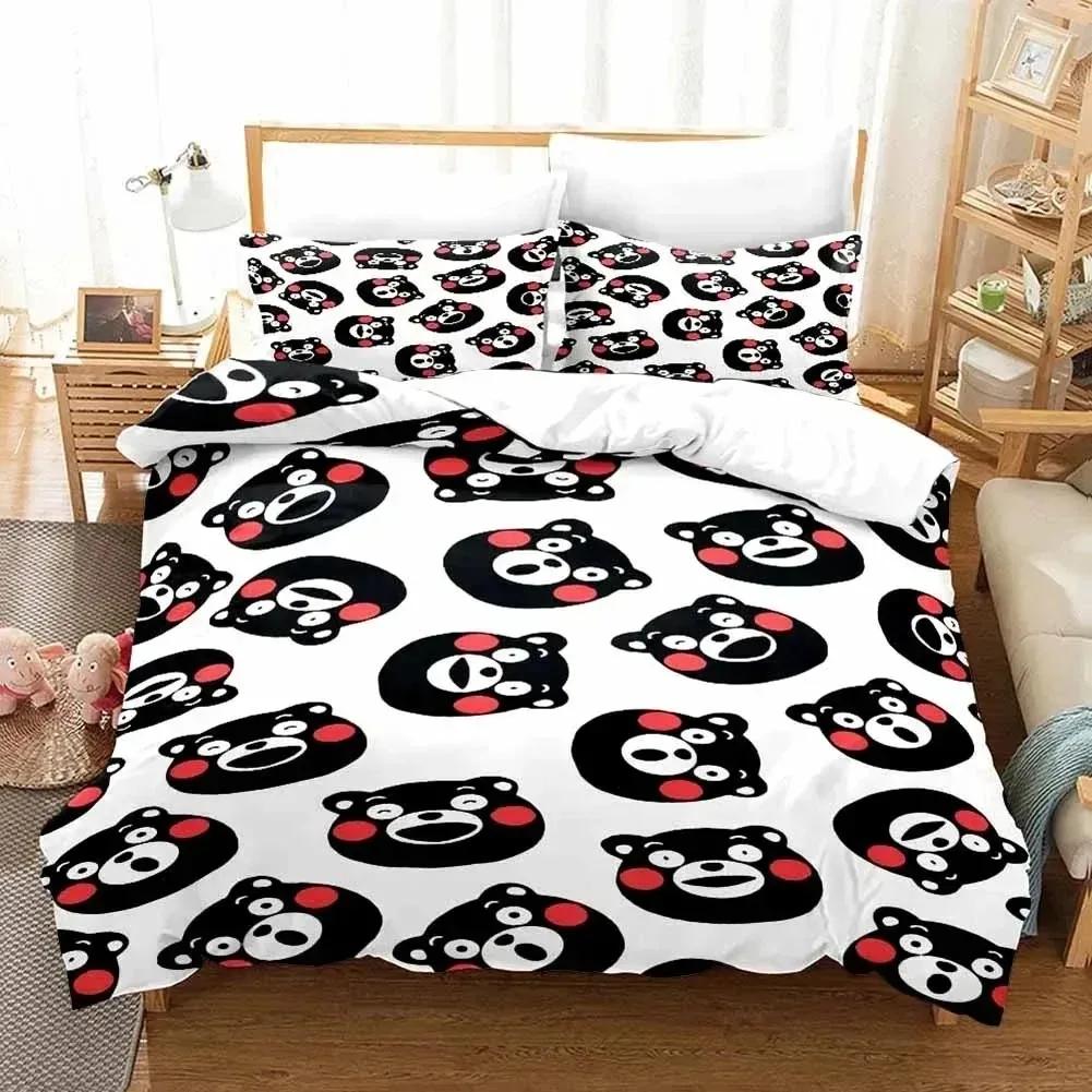 3D-принт Kawaii Cartoon Comics Kumamon Комплект постельного белья Double Twin King Пододеяльник Одеяло Наволочка Для мальчиков Девочек Взрослых Спальня