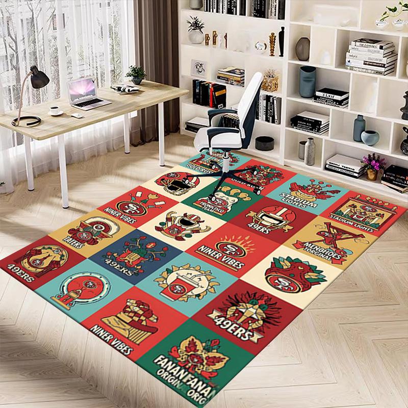 1PC San Francisco 49ers Extra Large Non Slip Floor carpet, Office, family, bedroom, Studio Large Area Rug Indoor Rugs, Vibrant Colors