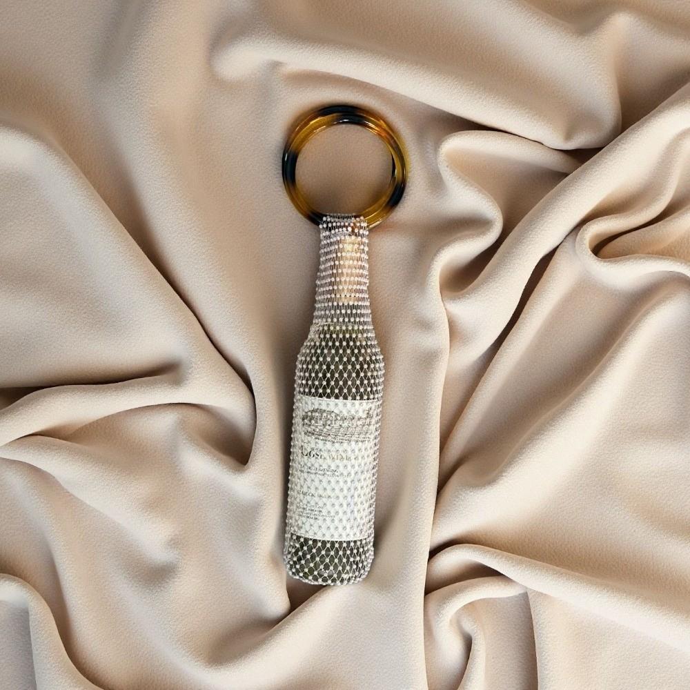 Resin Handle Hand-carrying Bottle Bag Handwoven Bling Bottle Cover Diamond Wine Bag Christmas