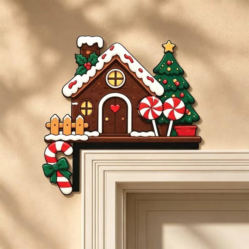Santa Claus Christmas Door Ornament Wooden Frame Christmas Decoration Home Wall