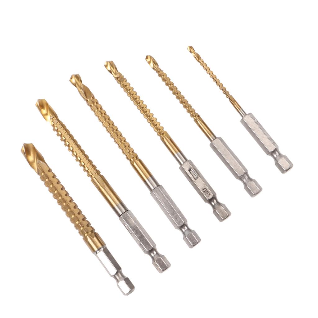Набор из 6 зубчатых сверл с прямым шестигранным хвостовиком, спиральные сверла по дереву с зубчатой кромкой