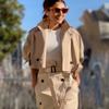 with Belt Cropped Trench Jacket Double Breasted Jackets Women Chic Autumn Winter Coat  Holiday