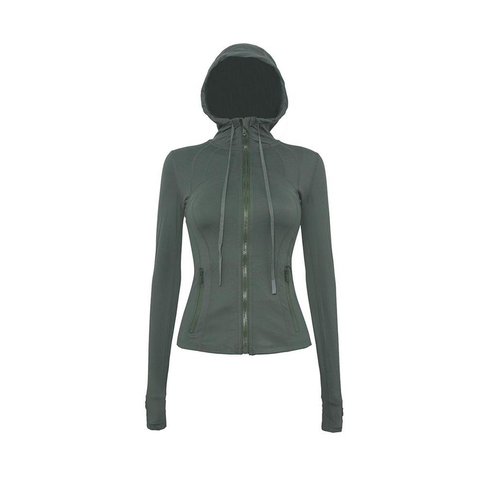 Женский высокоэластичный костюм для йоги с капюшоном: Весенне-осенний топ для бега и профессиональная спортивная куртка