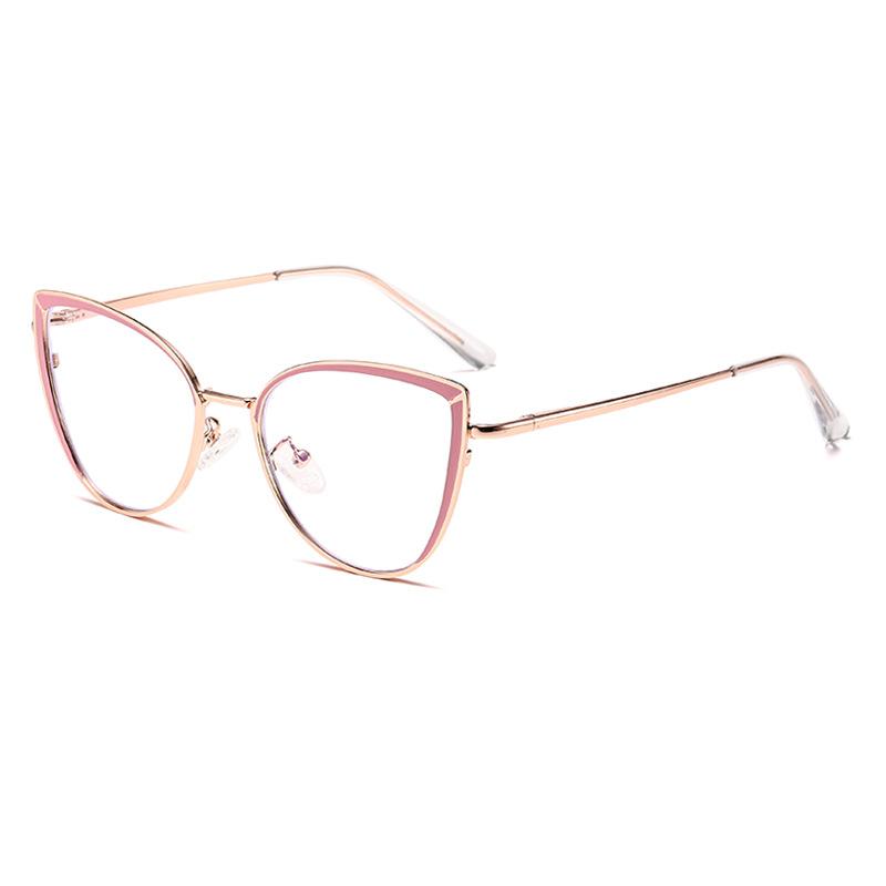 6221 Модные очки Cat's Eye Metal Spring Leg Flat Glasses 2025 Новые персонализированные простые и тонкие очки с защитой от синего света