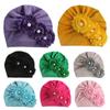 Kids Hat Soft Infant Hat Solid Color Baby Hat with Flower Beads Design Baby Cap