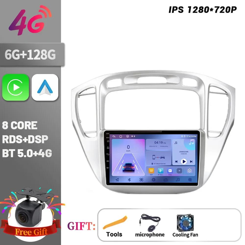 Беспроводной экран CarPlay Стерео Android 14 Для Toyota Highlander 1 XU20 2001-2007 Автомагнитола Мультимедийная навигация Сенсорный экран