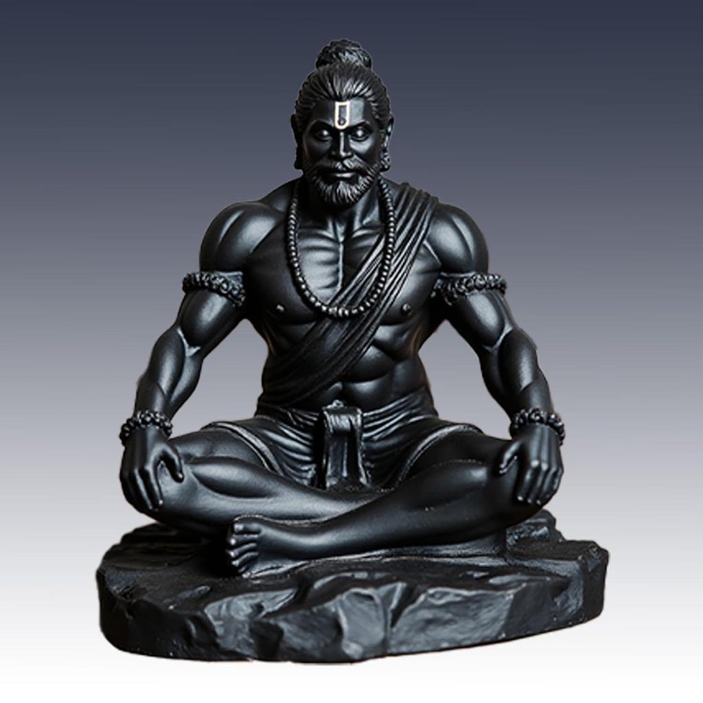 Lord Hanuman Idol for Car Dashboard, Home, Office Desk – Hanuman Murti for Peace, Positivity, Good Luck, Success, and Prosperity – Black Matte Finish