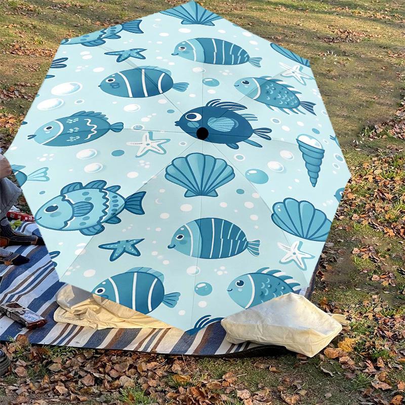 1PC fish shell Umbrella-8-Rib Reinforced Portable Folding Travel Suitable for All Seasons Outdoor Daily Use -J0334