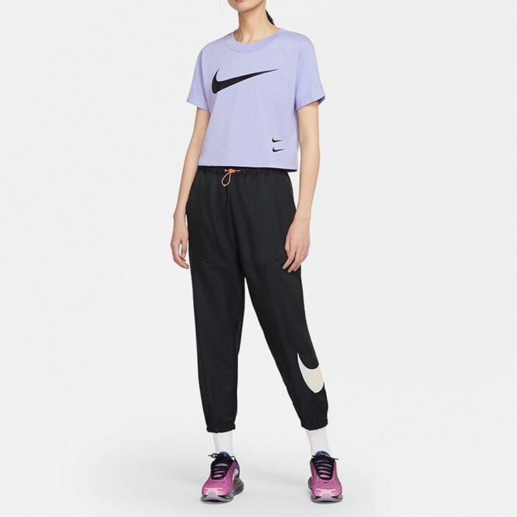 Nike Укороченные топы женские фиолетовые с круглым вырезом умеренные CJ3765-569