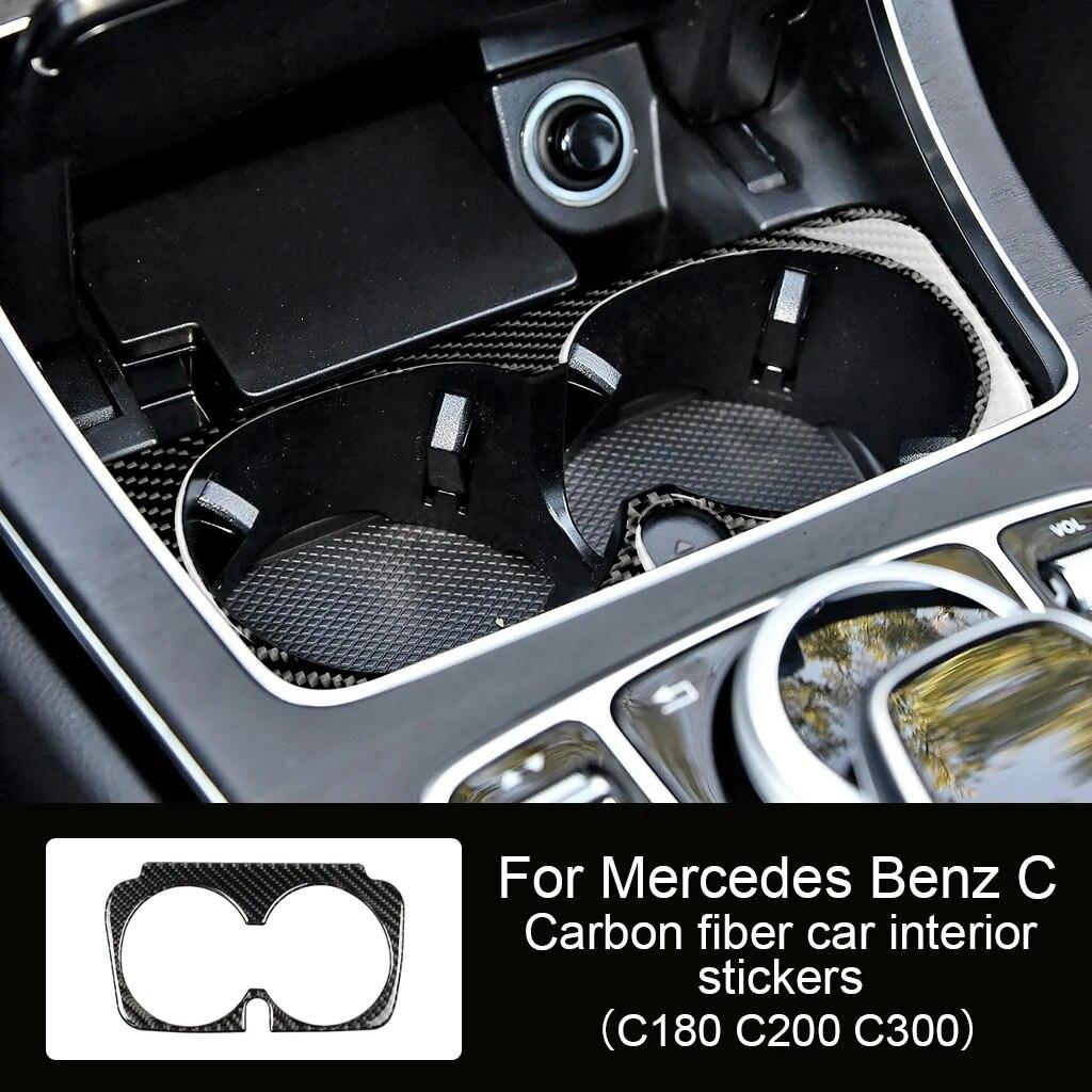 Для Mercedes Benz W205 C Class C180 C200 C300 GLC аксессуары из углеродного волокна салон автомобиля подстаканник рамка отделка наклейки