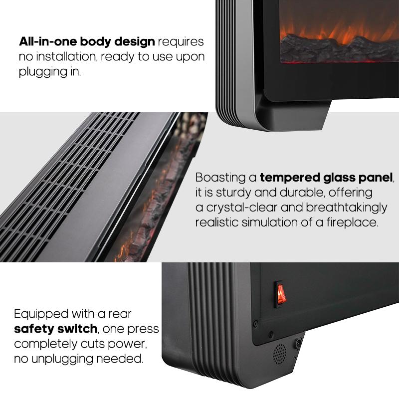 KINSCOTER KR 2000W Плинтусный нагревательный элемент Камин Светильник Обогреватель Воздуха Энергосберегающий Безопасный Обогреватель Алюминиевый Отопление