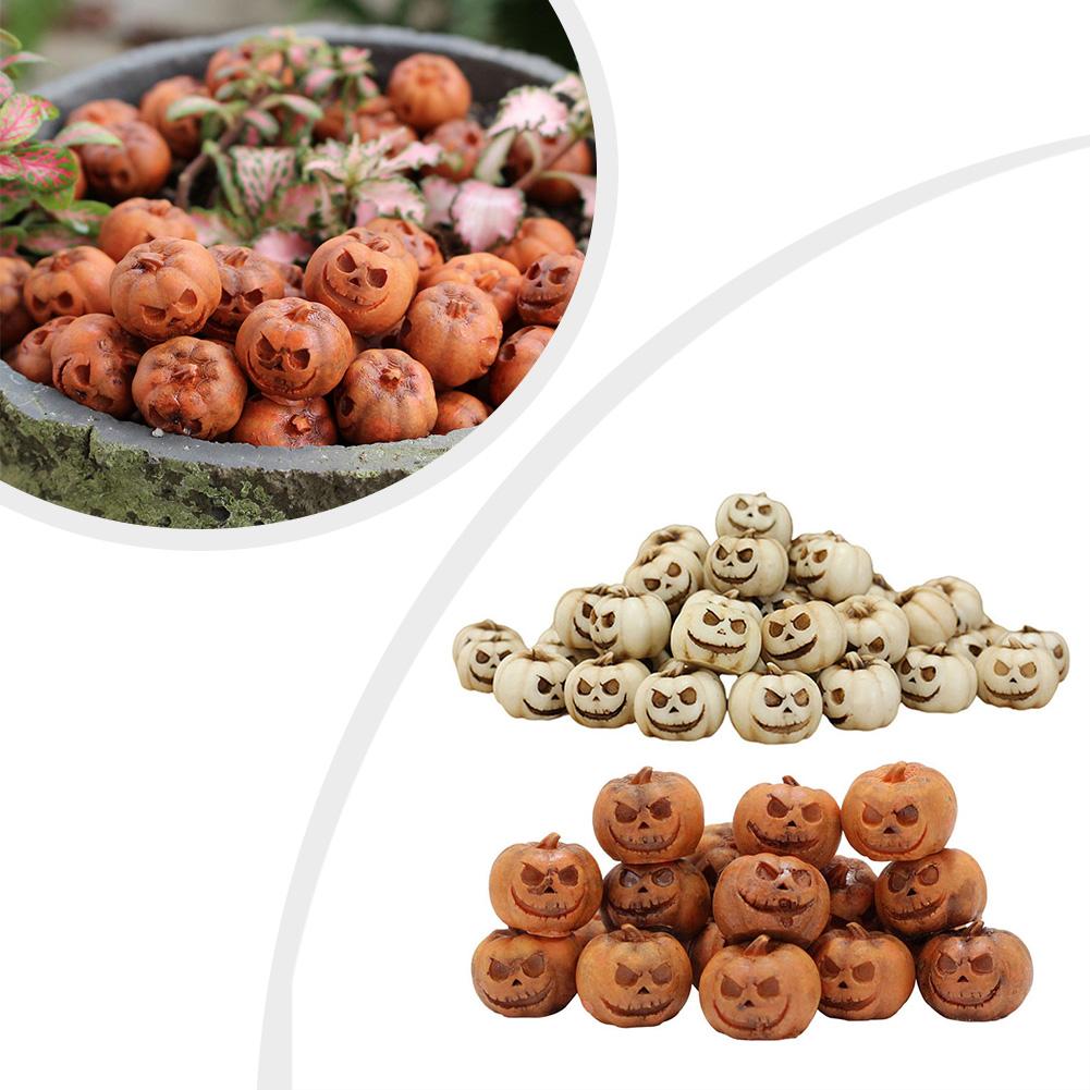 Resin Mini For Halloween Pumpkins with Grimace Faces Set of 20 for DIY Crafts Seasonal Decor and Dollhouse Accessories