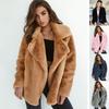 Women Faux Fur Elegant Brown Shaggy Coats Autumn Winter Warm Plush Teddy Coat Streetwear Female White Furry Fluffy Jacket