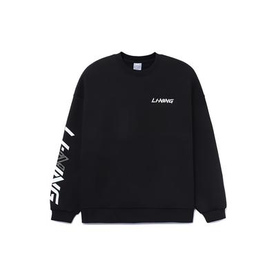 Li Ning Sports Fashion Series Logo Printed Crewneck Sweatshirt Men sweatshirt Black AWDRB77-7