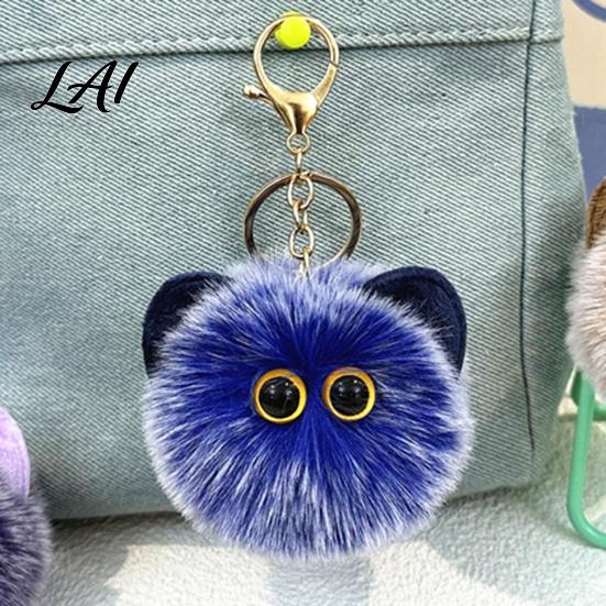 Lightweight Bag Pendant Plush Cat Ball Keychain Fluffy Kitten Pompom Charm Keychain with Charm Metal Lobster Clasp Backpacks Keys Decorative