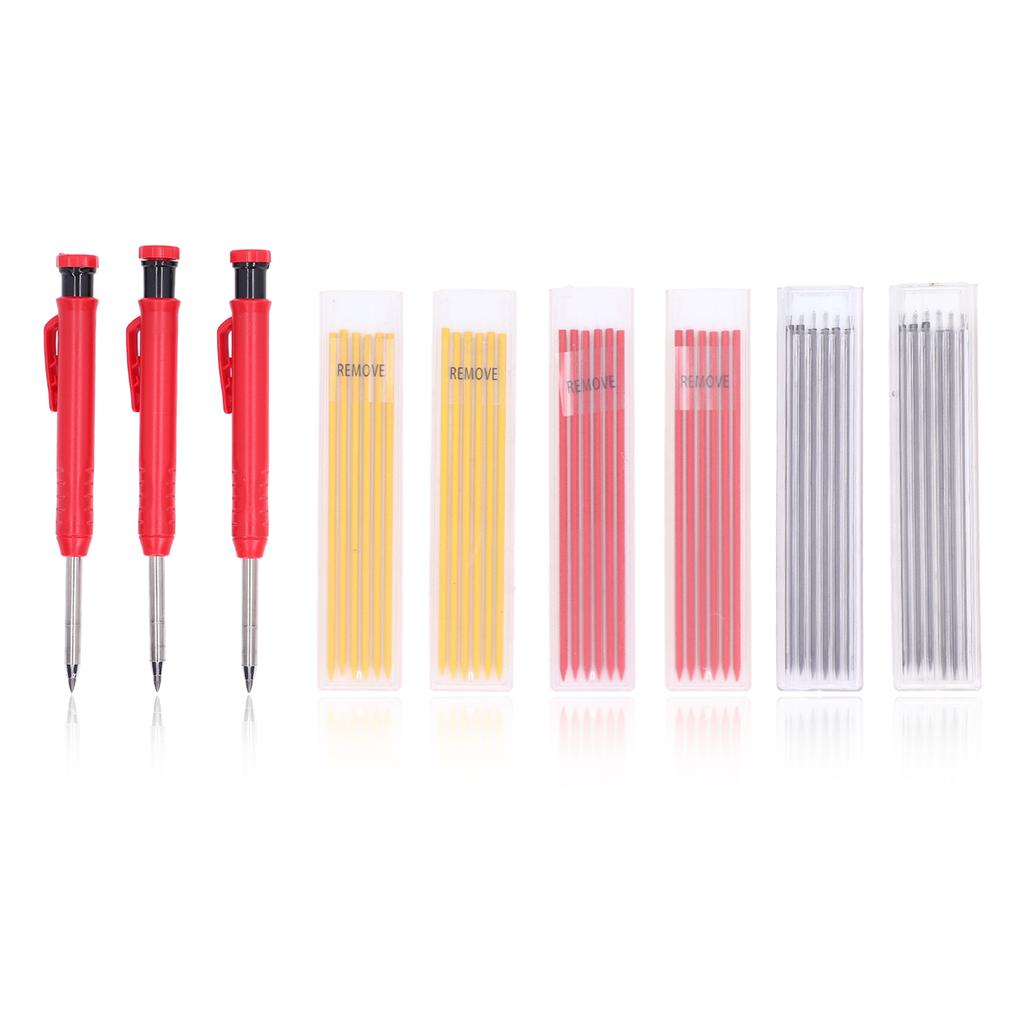 39Pcs Carpenter Pencil Marking Tool Set Kit with 3 Colours Refills for Woodworking