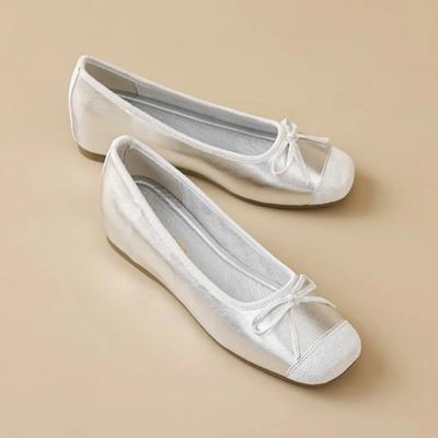 Обувь на танкетке для женщин Тапочки Внешние туфли на плоской подошве Квадратный носок Одиночные туфли Женские мокасины С бантом внутри Увеличивающие рост женские туфли