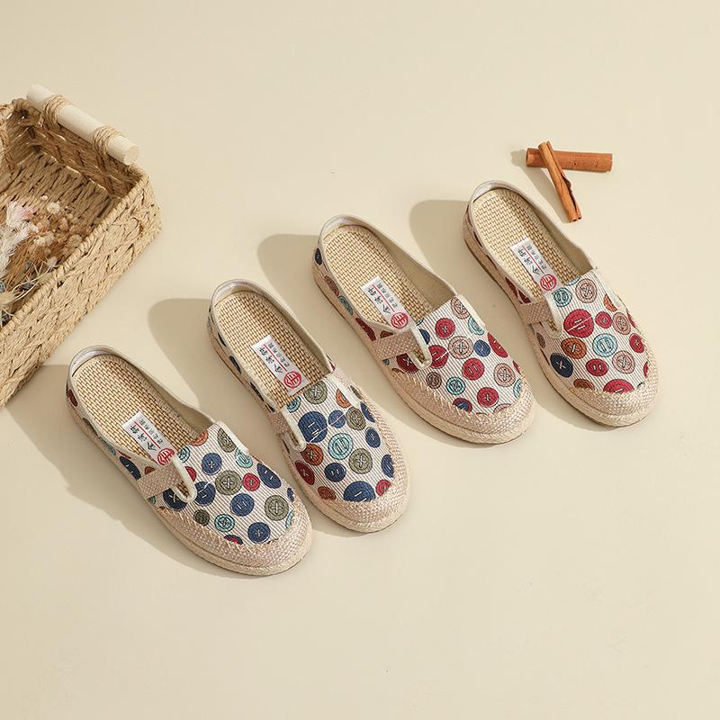 Пекинская тканевая обувь для женщин, летние новые тапочки с мягкой подошвой, повседневные, модные, в паре с ленивой обувью