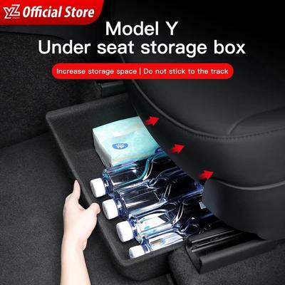 Для Tesla Model Y ящик для хранения под сиденьем, держатель для ящика, автомобильный органайзер, аксессуары для Tesla Model Y 2021/2023, автомобильные аксессуары