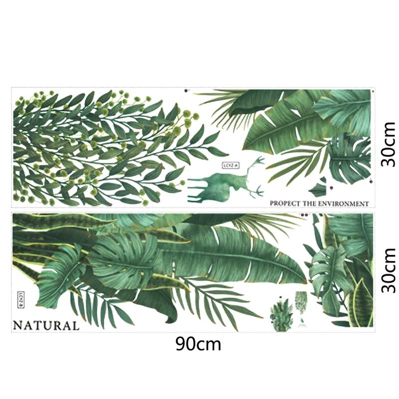 Green Leaves Wall Stickers For Home Living Room Decorative Vinyl Wall Decal Tropical Plants Diy Kid Door Murals Wallpaper