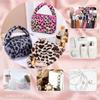 FLORPERRY Fluffy Cosmetic Large Cute Leopard Print Cosmetic Tote Portable Makeup Storage Small Makeup Fluffy Cosmetic White Bag, Handbag, Capacity,