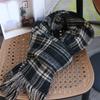 Long Men Thick Shawl Acrylic Fibres Double-sided Scarf Korean Style Plaid Knitted Scarf  Christmas