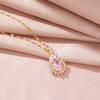 Pink Zirconium Rabbit Necklace Female Personality Trend Versatile Inlaid Zircon Pendant Chain