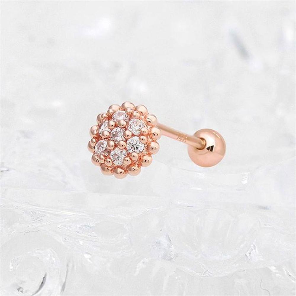 [Onm] Onm 14K Gold Needle Rosa Rose Gold Cubic Flower Round Piercing (S9593966)