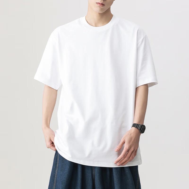 Мужская чисто-белая хлопковая футболка с круглым вырезом Yuzhaolin 180 г/м²