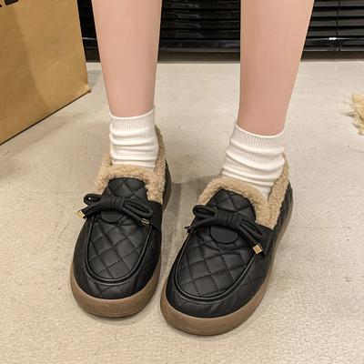 Женские мягкие эластичные толстая подошва стремя для стопы зимний мех один теплый холодный на подкладке зимние ботинки нескользящие износостойкие повседневные спортивные хлопковые ботинки